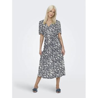 Only Vestito Midi A Maniche Corte Halia Night Sky / Aop Caroline Flower XS Only Vestito Midi A Maniche Corte Halia Night Sky / Aop Caroline Flower XS