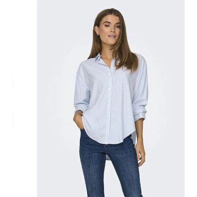 Only Camicia A Maniche Lunghe Alice Sarah Cloud Dancer / Stripes Blue L Only Camicia A Maniche Lunghe Alice Sarah Cloud Dancer / Stripes Blue L
