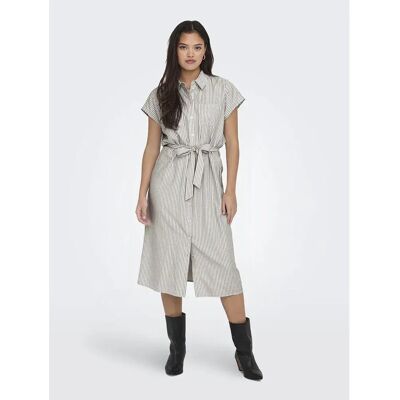 Only Vestito A Maniche Corte Hannover Sarah Cloud Dancer / Stripes Walnut S Only Vestito A Maniche Corte Hannover Sarah Cloud Dancer / Stripes Walnut S