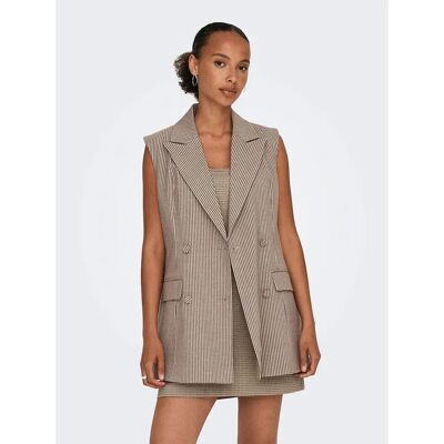 Only Gilet Molly Pumice Stone / Checks Mix 34 Only Gilet Molly Pumice Stone / Checks Mix 34