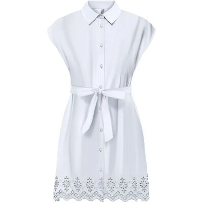 Only Vestito Corto Senza Maniche Lou Life Emb Bright White M Only Vestito Corto Senza Maniche Lou Life Emb Bright White M
