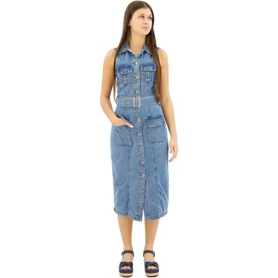 Pepe Jeans Vestito Corto Senza Maniche Liz Denim M Pepe Jeans Vestito Corto Senza Maniche Liz Denim M