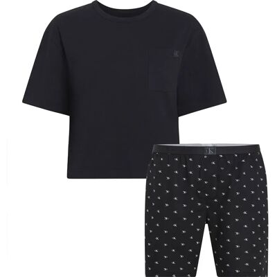 Calvin Klein Pigiama A Maniche Corte 000qs706e Black Top / Diamond Logo Short XS Calvin Klein Pigiama A Maniche Corte 000qs706e Black Top / Diamond Logo Short XS