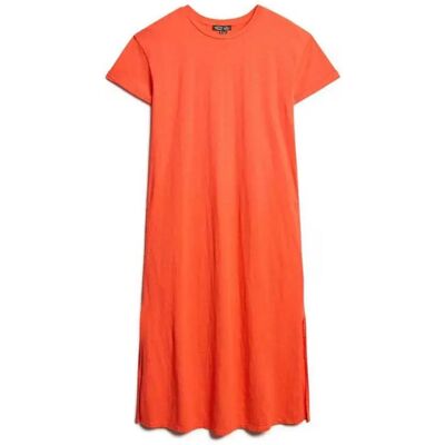 Superdry Vestito Midi A Maniche Corte W8011868a Grenadine Orange XS Superdry Vestito Midi A Maniche Corte W8011868a Grenadine Orange XS