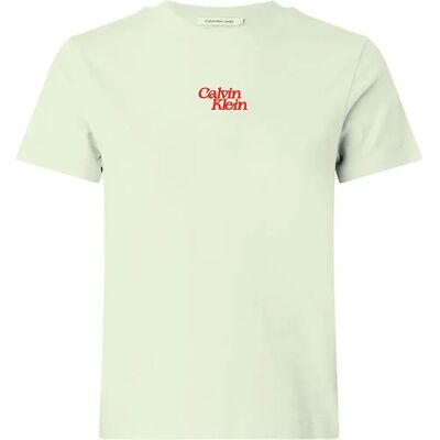 Calvin Klein Jeans Maglietta A Maniche Corte Flocked Logo Mint Julep L Calvin Klein Jeans Maglietta A Maniche Corte Flocked Logo Mint Julep L