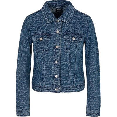 Armani Exchange Giacca Di Jeans Xw000556a_f128f Blue Denim Monogram L Armani Exchange Giacca Di Jeans Xw000556a_f128f Blue Denim Monogram L
