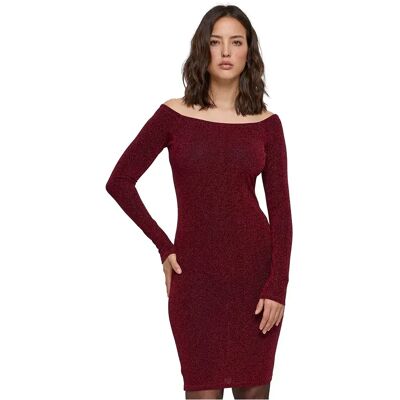 Urban Classics Vestito A Maniche Lunghe Off Shoulder Glitter Burgundy XL Urban Classics Vestito A Maniche Lunghe Off Shoulder Glitter Burgundy XL