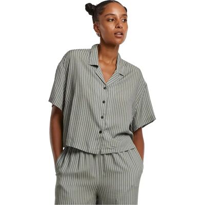 Urban Classics Camicia A Maniche Corte Viscose Resort Pale Olive / White S Urban Classics Camicia A Maniche Corte Viscose Resort Pale Olive / White S