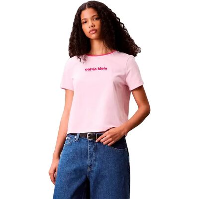 Calvin Klein Jeans Maglietta A Maniche Corte D2 Fashion Retro Logo Sweet Pink S Calvin Klein Jeans Maglietta A Maniche Corte D2 Fashion Retro Logo Sweet Pink S