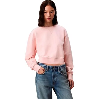 Calvin Klein Jeans Felpa French Terrry Cropped Cloud Pink L Calvin Klein Jeans Felpa French Terrry Cropped Cloud Pink L