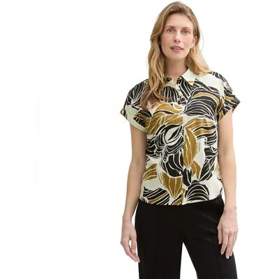 Tom Tailor Blusa A Maniche Corte 106207 Neutral Cut Leaves Design 36 Tom Tailor Blusa A Maniche Corte 106207 Neutral Cut Leaves Design 36