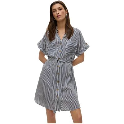 Vero Moda Vestito Corto A Maniche Corte Bumpy India Ink / Snow White M Vero Moda Vestito Corto A Maniche Corte Bumpy India Ink / Snow White M