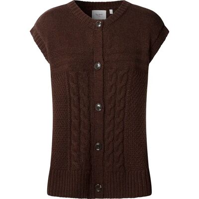 Pepe Jeans Gilet Di Maglia Caresse Chocolate Brown L Pepe Jeans Gilet Di Maglia Caresse Chocolate Brown L