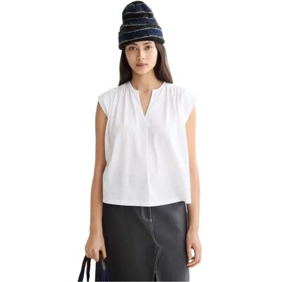 Scotch & Soda Blusa A Maniche Corte Drapey V Optic White M Scotch & Soda Blusa A Maniche Corte Drapey V Optic White M