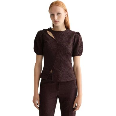 Scotch & Soda Blusa A Maniche Corte Puff Textured Chocolate Plum 40 Scotch & Soda Blusa A Maniche Corte Puff Textured Chocolate Plum 40