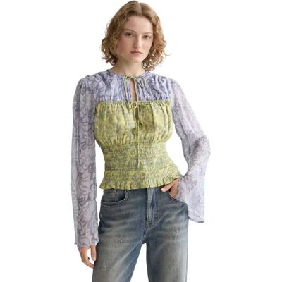 Scotch & Soda Blusa A Maniche Lunghe Smocked Dancer Lavender 42 Scotch & Soda Blusa A Maniche Lunghe Smocked Dancer Lavender 42