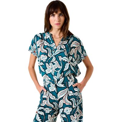 Garcia Blusa A Maniche Corte G50230 Blue Lagoon M Garcia Blusa A Maniche Corte G50230 Blue Lagoon M