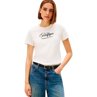 Tommy Hilfiger Maglietta A Maniche Corte Script Regular Fit Ivory Silk S Tommy Hilfiger Maglietta A Maniche Corte Script Regular Fit Ivory Silk S