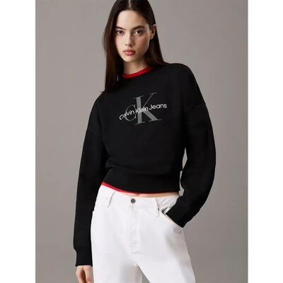 Calvin Klein Jeans Felpa Essentials Monogram French Terry Black XS Calvin Klein Jeans Felpa Essentials Monogram French Terry Black XS