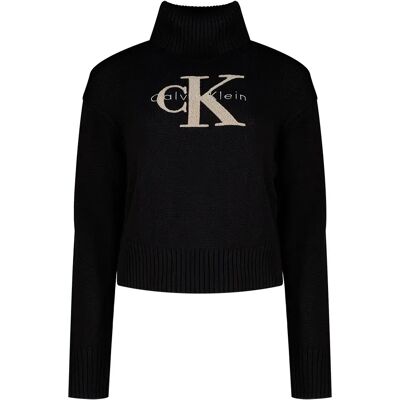 Calvin Klein Jeans Maglione Chenille Monologo Black 2XS Calvin Klein Jeans Maglione Chenille Monologo Black 2XS