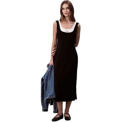 Calvin Klein Jeans Vestito Midi Senza Maniche Interlock Black XS Calvin Klein Jeans Vestito Midi Senza Maniche Interlock Black XS