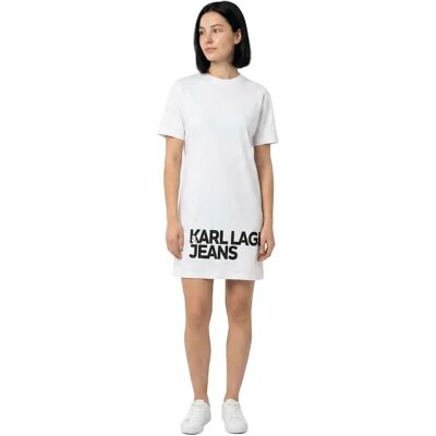 Karl Lagerfeld Jeans Vestito Corto A Maniche Corte B1w1305 White XL Karl Lagerfeld Jeans Vestito Corto A Maniche Corte B1w1305 White XL