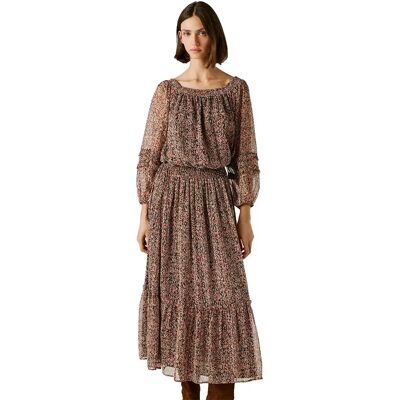 Pepe Jeans Vestito Midi Con Maniche 3/ Dorotea Earth Brown L Pepe Jeans Vestito Midi Con Maniche 3/ Dorotea Earth Brown L