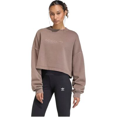 Adidas Originals Felpa Essentials Linear Cropped Earth Strata S Adidas Originals Felpa Essentials Linear Cropped Earth Strata S
