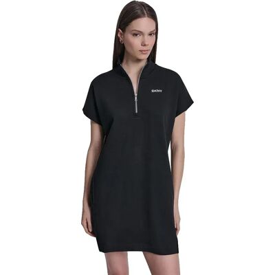 DKNY Vestito A Maniche Corte Terry Metallic Bubble Logo Black S DKNY Vestito A Maniche Corte Terry Metallic Bubble Logo Black S