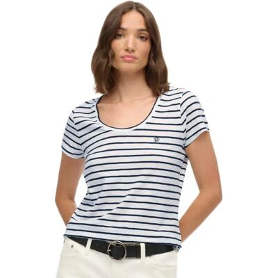 Superdry Maglietta A Maniche Corte Studios Scoop Neck Optic / Navy Stripe XS Superdry Maglietta A Maniche Corte Studios Scoop Neck Optic / Navy Stripe XS