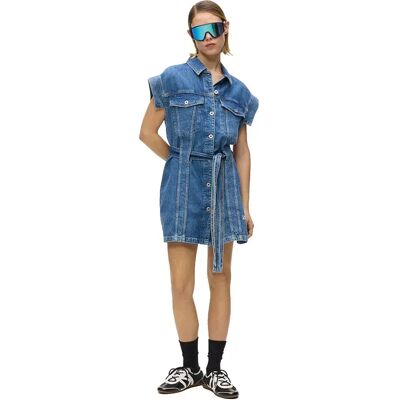 Karl Lagerfeld Jeans Vestito Corto A Maniche Corte B2w1305 Mid Blue Stone L Karl Lagerfeld Jeans Vestito Corto A Maniche Corte B2w1305 Mid Blue Stone L