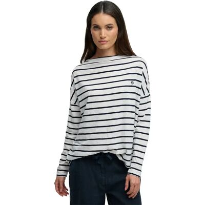 Superdry Maglietta A Maniche Lunghe Studios Boat Neck Slub Optic / Eclipse Navy Stripe S Superdry Maglietta A Maniche Lunghe Studios Boat Neck Slub Optic / Eclipse Navy Stripe S