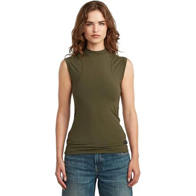G-star Maglietta Senza Maniche Con Collo Alto 2n Skin Super Slim Fit Shadow Olive M G-star Maglietta Senza Maniche Con Collo Alto 2n Skin Super Slim Fit Shadow Olive M