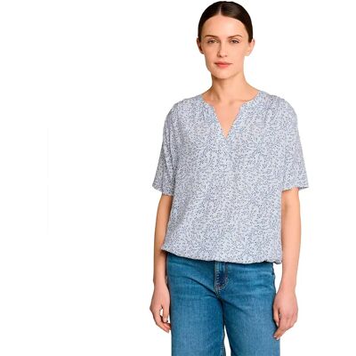 Tom Tailor Blusa A Maniche Corte 109796 White Small Leaves Design 42 Tom Tailor Blusa A Maniche Corte 109796 White Small Leaves Design 42
