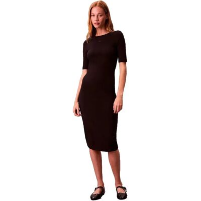 Calvin Klein Jeans Vestito Midi A Maniche Corte Lv07d217g Black XS Calvin Klein Jeans Vestito Midi A Maniche Corte Lv07d217g Black XS