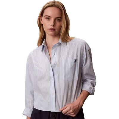 Calvin Klein Jeans Camicia A Maniche Lunghe Lv07f105g Cropped Breezy Blue XS Calvin Klein Jeans Camicia A Maniche Lunghe Lv07f105g Cropped Breezy Blue XS