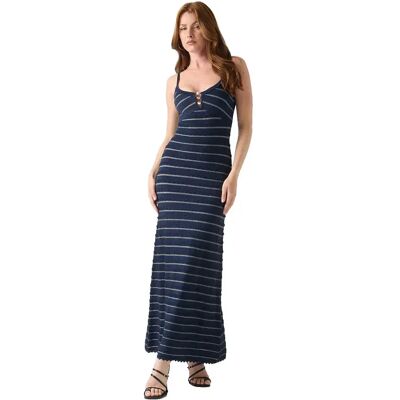 Guess Vestito Lungo A Maniche Lunghe Scallop Blackened Blue Multicolor S Guess Vestito Lungo A Maniche Lunghe Scallop Blackened Blue Multicolor S