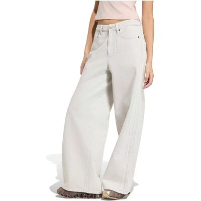 Adidas Originals Jeans A Vita Alta High-rise Wide-leg Clear Grey Denim 26 Adidas Originals Jeans A Vita Alta High-rise Wide-leg Clear Grey Denim 26