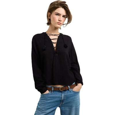 Pepe Jeans Blusa A Maniche Lunghe Julianna Black L Pepe Jeans Blusa A Maniche Lunghe Julianna Black L