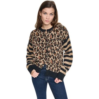 DKNY Cardigan Cheetah Travertn Combo Beige M DKNY Cardigan Cheetah Travertn Combo Beige M