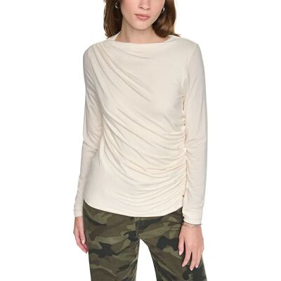 DKNY Top A Maniche Lunghe Dw5900325 Eggnog Beige S DKNY Top A Maniche Lunghe Dw5900325 Eggnog Beige S