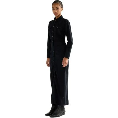 Wrangler Vestito A Maniche Lunghe Cinched Waist Maxi Black Fade XS Wrangler Vestito A Maniche Lunghe Cinched Waist Maxi Black Fade XS