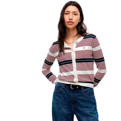 Tommy Jeans Cardigan Dw0dw20976 Lavish Red / Stripe L Tommy Jeans Cardigan Dw0dw20976 Lavish Red / Stripe L