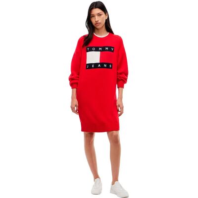 Tommy Jeans Vestito Corto A Maniche Lunghe Dw0dw23315 Lavish Red S Tommy Jeans Vestito Corto A Maniche Lunghe Dw0dw23315 Lavish Red S