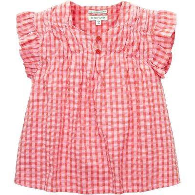 Tom Tailor Blusa A Maniche Corte Smocked Pink Check 128-134 cm Tom Tailor Blusa A Maniche Corte Smocked Pink Check 128-134 cm