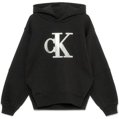 Calvin Klein Jeans Felpa Con Cappuccio Metallic Satin Monogram Black 12 Anni Calvin Klein Jeans Felpa Con Cappuccio Metallic Satin Monogram Black 12 Anni