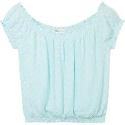 Tom Tailor Blusa Senza Maniche Cropped Allover Printed Aqua Mini Geo Print 176 cm Tom Tailor Blusa Senza Maniche Cropped Allover Printed Aqua Mini Geo Print 176 cm