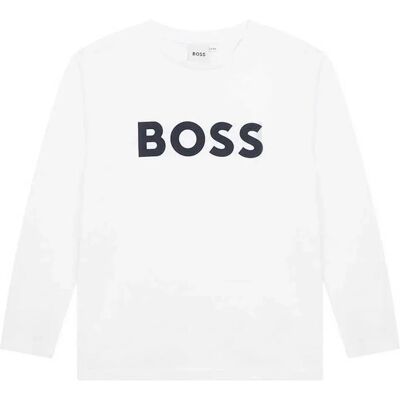 Boss Maglietta A Maniche Lunghe J25p25 White 8 Anni Boss Maglietta A Maniche Lunghe J25p25 White 8 Anni