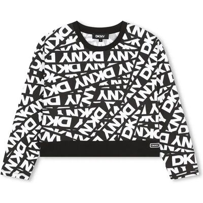 DKNY Maglietta A Maniche Lunghe D62035 Black White 14 Anni DKNY Maglietta A Maniche Lunghe D62035 Black White 14 Anni