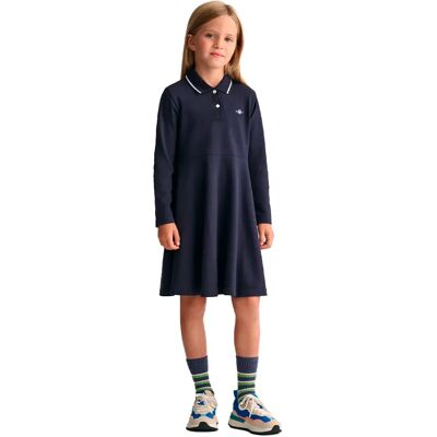 Gant Vestito Lungo A Maniche Lunghe 751135 Evening Blue 6-8 Anni Gant Vestito Lungo A Maniche Lunghe 751135 Evening Blue 6-8 Anni